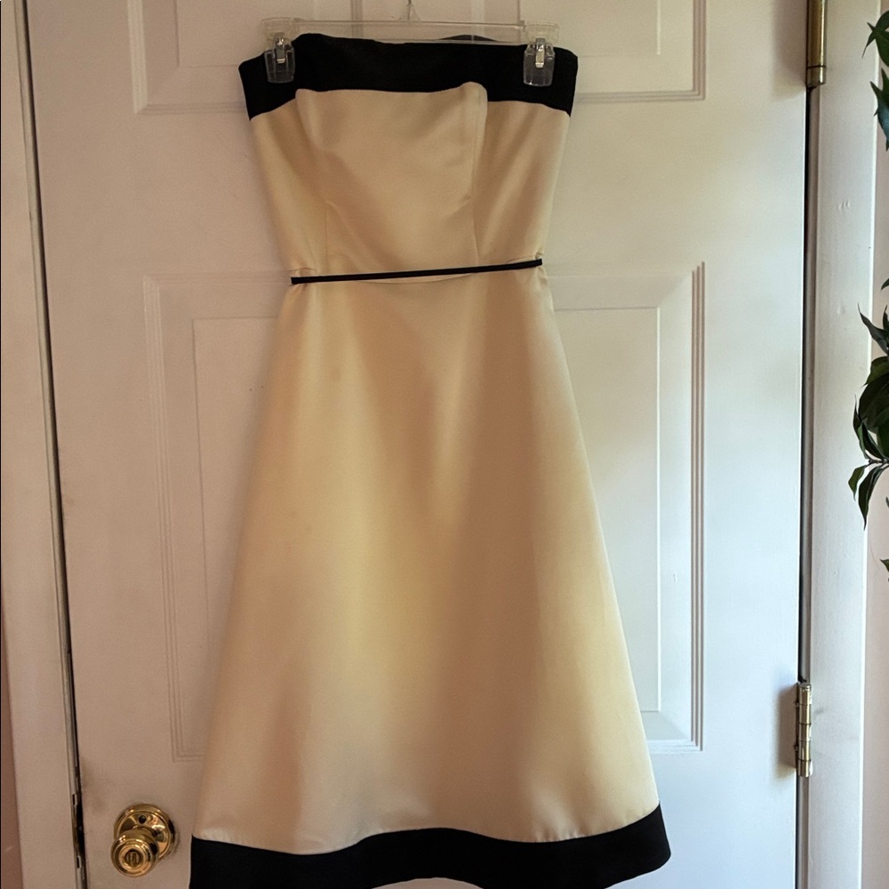 White House Black Market Strapless Dress - Black and Cream